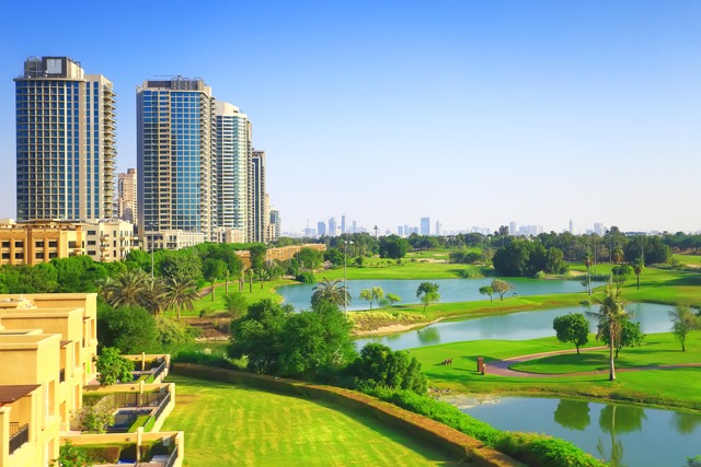Dubai,Luxury,Residential,District,With,Golf,Club,On,A,Sunny