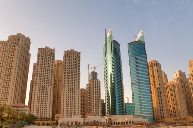Jumeirah Beach Residence district with its skyscrapers